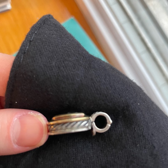 David Yurman 20mm Black Onyx Enhancer Pendant Sterling Silver 18k Gold - Picture 8 of 13